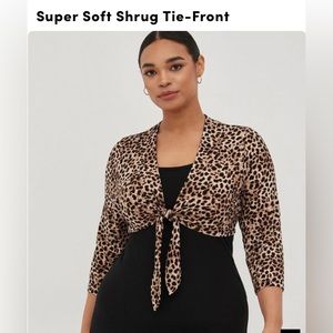 Super Soft Shrug Tie Front- Cheetah size 3